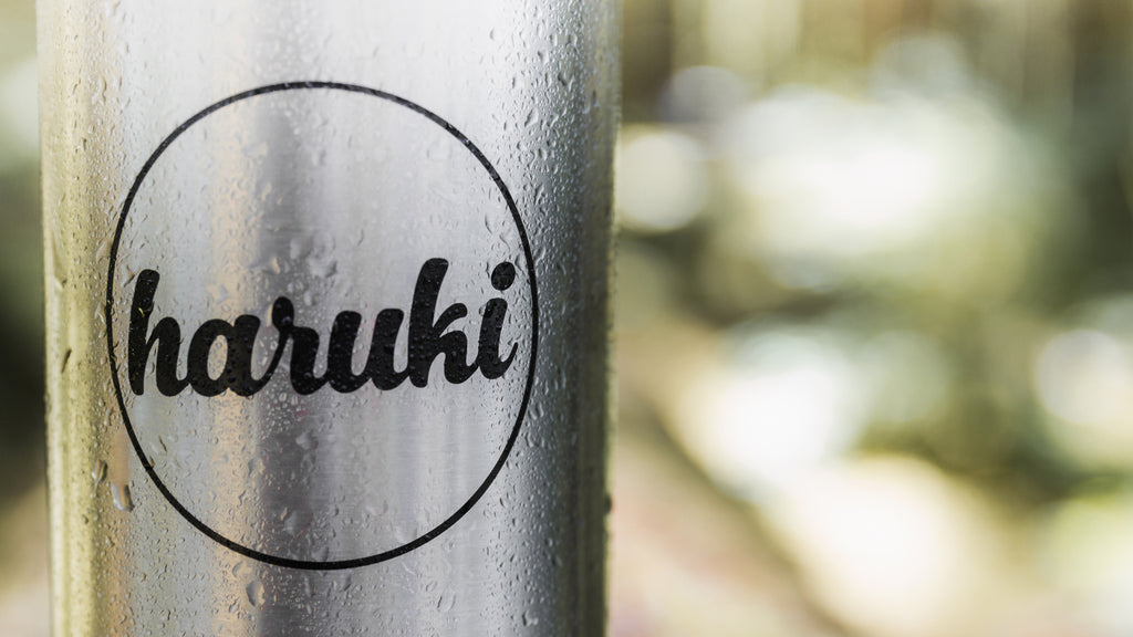 A tall drink can inserted into an insulated stainless steel  insulated can cover. Can cover placed on a fallen, mossy log in the forrest on a sunny day.