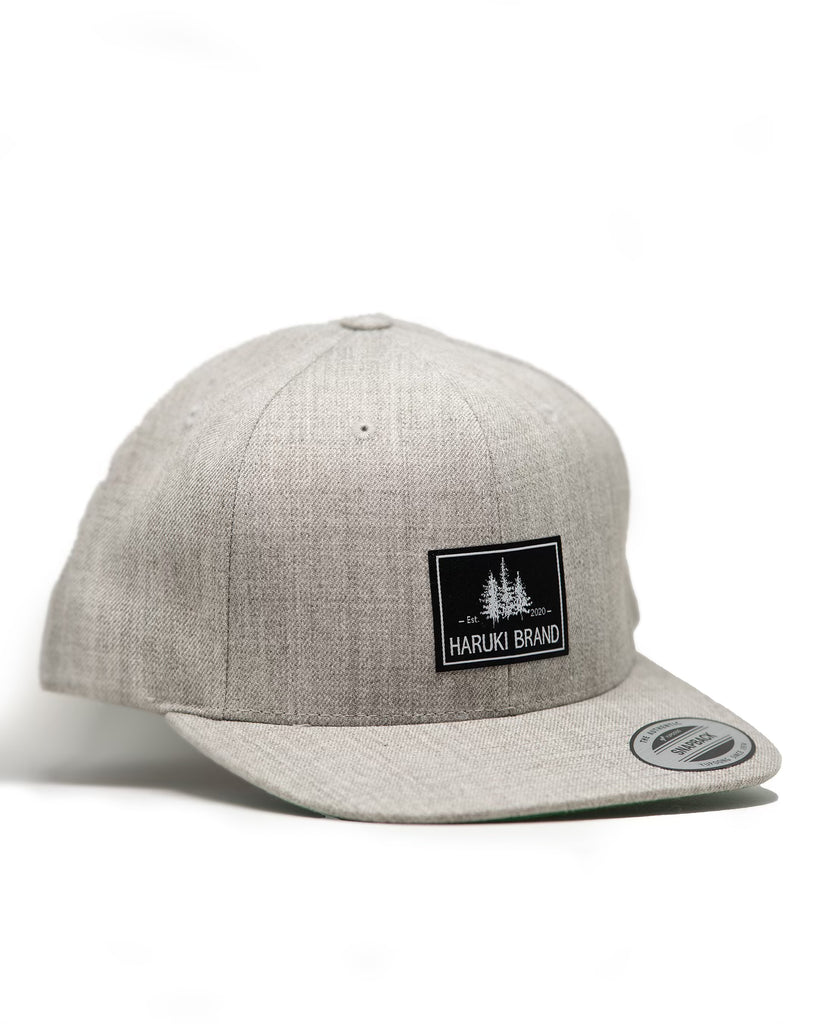 Flat Brim Hat Heather Grey with Tree Patch